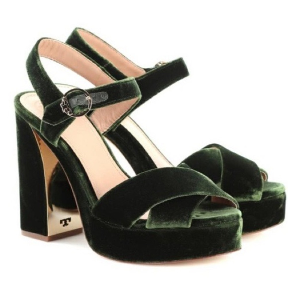 TORY BURCH LORETTA WOMENS VELVET SLINGBACK PLATFORM SANDALS